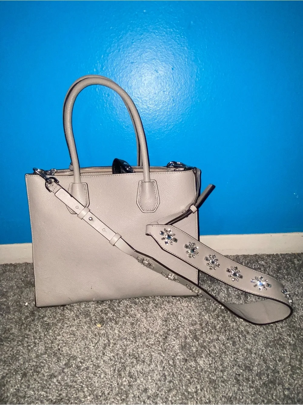 Michael Kors Light Taupe Leather Shoulder Bag